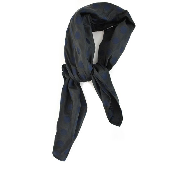 MIU MIU: Black, Silk Blend Polka Dot Scarf 21" x 21" (mn) - Picture 6 of 6